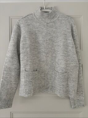 Marled Light Gray Women's Turtleneck Knit Sweater